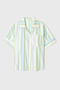 Women's Blue Single Pocket Striped Short Sleeve Shirt