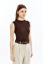 Sleeveless Bicycle Neck Body Suit Brown - 3