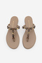 Women's Thin Strap Flip-Flops with Bohemian Stone Buckle, Casual Slippers, Marsil Mink - 7