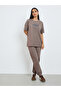 Brown Printed Longline T-Shirt and Cuffed Joggers Co-Ords - 4