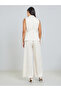 White Waist-Tie Blazer Vest and Wide Leg Pant Co-Ords - 5