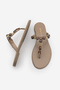 Women's Thin Strap Flip-Flops with Bohemian Stone Buckle, Casual Slippers, Marsil Mink - 8