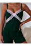 Dark Green Lace Trim Cami and Shorts Set - 2
