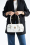 Nçs White Baguette Women's Shoulder Bag with Flap and Lock Closure