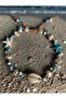 Blue and White Beaded Anklet with Mussel Shell, Starfish and Pearl Detail
