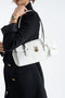 Nçs White Baguette Women's Shoulder Bag with Flap and Lock Closure - 2