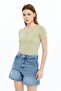 Short Sleeve Bodysuit with Snap Detail Mint Green