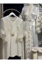 Premium Special Series Satin-Trimmed Maternity Robe and 100% Cotton Pajama Set