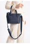 Scarf-Detail 4-Section Adjustable Long Strap Shoulder and Crossbody Bag Navy Blue - 8