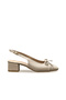 Women's Beige Thick Short Heel Open Back Bow Heeled Shoes - 3