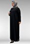 42003 Plus Size Sandy-Chiffon Dress with Stone Detail - Black - 2