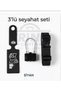 3-Piece Travel Set (Luggage Tag + Luggage Lock + Luggage Belt) Black