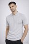 Gray Polo Collar Half Zipper Men's T-Shirt - 7