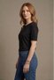 Women's Boat Neck Short Sleeve Stretchy Viscose Bodysuit Black - 5