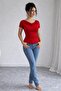 Degaje Collar Draped Gathered Detailed Slim Fit Stretch Fabric Women's Blouse 04 - 3