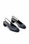 Women's Black Thick Short Heel Open-Back Heeled Shoes - 4