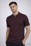 Plum Polo Collar Half Zipper Men's T-Shirt - 7
