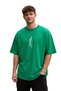 Unisex Oversize Green T-Shirt Minimal Line Print 100% Cotton Loose Streetwear Women Men T-Shirt