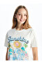 Xside White Crew Neck Printed Short Sleeve Women's T-Shirt - 3