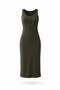 Khaki Corduroy Midi Dress