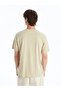 Xside Beige Crew Neck Short Sleeve Printed Combed Cotton Men's T-Shirt - 5