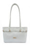 White Shiny Looking Belt Detailed Bucket Model Women's Shoulder Bag