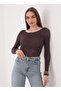 Women's Stone Embellished Long Sleeve Flexible Transparent Fabric Blouse Model - 4