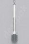 White Silicone Toilet Bowl and Wc Brush - Stainless Aluminum Handle - Strong Adhesive for Wall Mounting Without Screws - 4