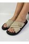 Harry Women's Suede Buckle and Troper Detailed Cork Sole Daily Casual Slippers - 2