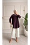 Women's Ruffle Detailed Buttoned Summer Tunic – Loose Fit Stylish Hijab Tunic (Khaki, White, Plum) - 5