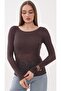 Women's Stone Embellished Long Sleeve Flexible Transparent Fabric Blouse Model