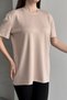 Women's Crew Neck Basic Modal T-Shirt 3199 Beige - 4