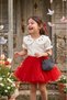 Jany Girl's Dress with Embroidery Detail on the Collar and Tutu Skirt, with Bag and Accessories