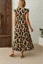 Women's Short Sleeve V-Neck Print Side Slit Single Jersey Dress - 3