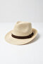 Beige Straw Summer Panama Hat with Belt Ribbon |   Men's Summer and Beach Fedora