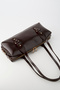 Women's Şebboy Bitter Brown Design Edged Lined Zipper Closure Baguette Handbag and Shoulder Bag - 5