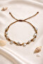 Baroque Pearl-Looking Gold Dorika Detailed Knitted Anklet - 2