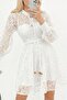 Women's Lined Brit Buttoned Mini Laced Dress - 2