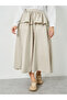 Beige Frill Detail A-Line Midi Skirt - 2