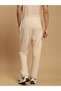 Men Beige Plain Cotton Joggers with Drawstring - 4