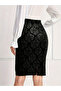 Black Velvet Damask Bodycon Mini Skirt - 2