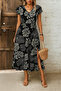 Women's Short Sleeve V-Neck Print Side Slit Single Jersey Dress - 2