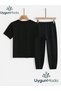 Heart Printed from Flowers T-Shirt and Sweatpants (Sweatpants with Pockets) Children's Top and Bottom Set - 2