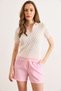 Women's White Pink Polo Collar Color Detailed Seasonal Knitwear Blouse Blz-19003329 - 2