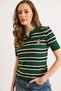 Women's Emerald Green Polo Collar Teddy Bear Embroidered Seasonal Knitwear Blouse Blz-19003283