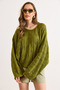 Women's Oil Green Geometric Detailed Loose Fit Transitional Knitwear Blouse Blz-19003327 - 3