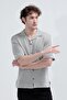 Men's Apaş Collar Short Sleeve Buttoned Shirt Brown - 26Y 1001