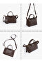 Knitted Textured Brown Shk135 Faux Leather, Single Compartment, Double Strap Hand, Arm and Cross Shoulder Bag - 8