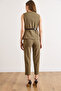 Women's Khaki Belted Vest and Trousers Set Tkm-19000380 - 6