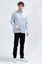 Men's Long Sleeve Buttoned 100% Cotton Shirt Blue - 1001 - 4
